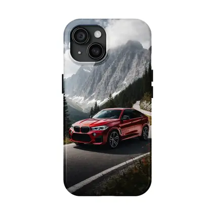 BMW X6M Red on Mountain Road