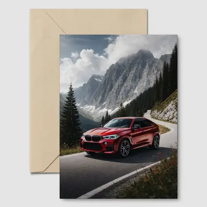 BMW X6M Red on Mountain Road