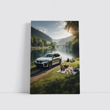 BMW X5 Parked by Calm River Picnic