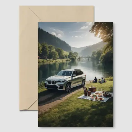 BMW X5 Parked by Calm River Picnic