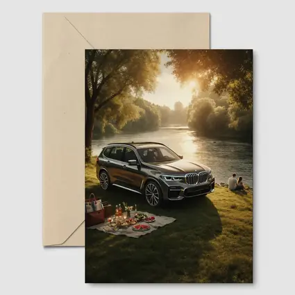 BMW X5 Parked by Sunlit River