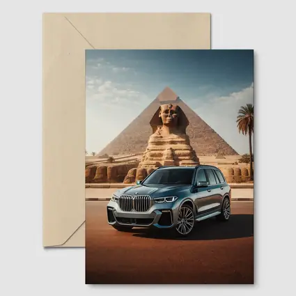 BMW X7 SUV Parked Before Egyptian Sphinx