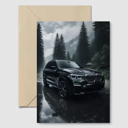 BMW X7 Rainy Forest Mountain Road