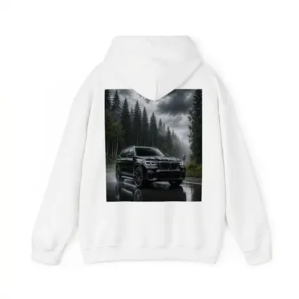 BMW X7 Black SUV Rainy Forest Road