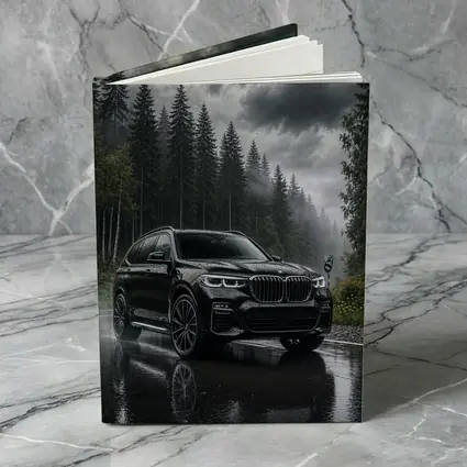 BMW X7 Black SUV Rainy Forest Road