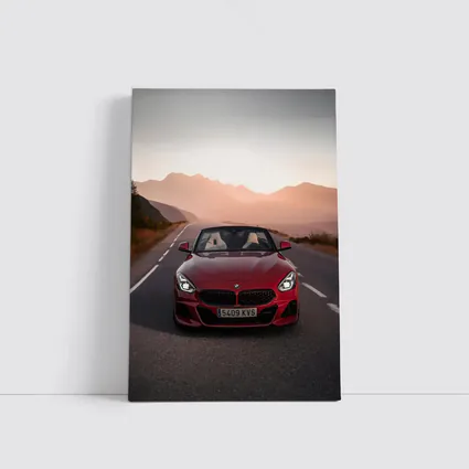 BMW Z4 Red Roadster Mountain Sunset Road