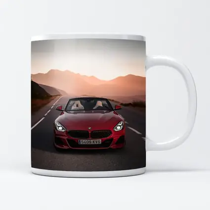 BMW Z4 Red Roadster Mountain Sunset Road
