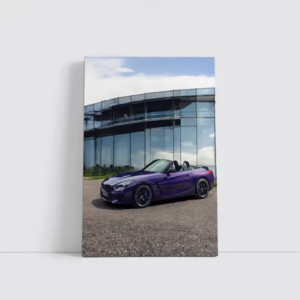 BMW Z4 Purple Roadster Glass Building