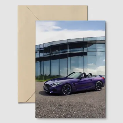 BMW Z4 Purple Roadster Glass Building