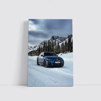 BMW i4 M50 Blue Snow Mountain Road