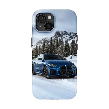 BMW i4 M50 Blue Snow Mountain Road