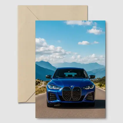 BMW i4 Blue Front Mountain Road