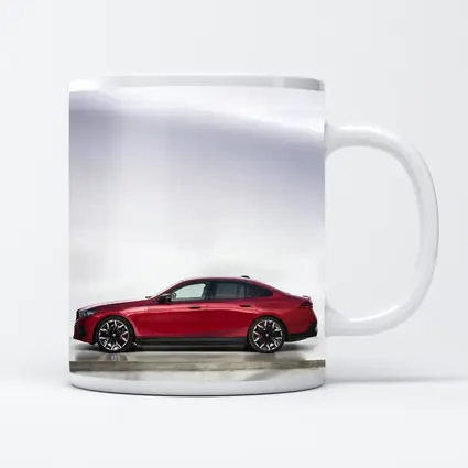 BMW i5 M60 Red Sedan Studio Shot