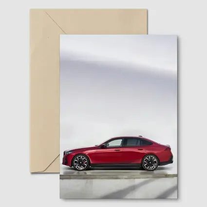 BMW i5 M60 Red Sedan Studio Shot