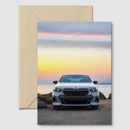 BMW i5 M60 Sedan Coastal Sunset View