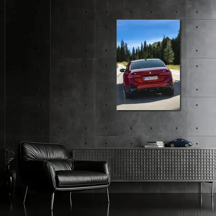 BMW i5 M60 Red Sedan Mountain Road