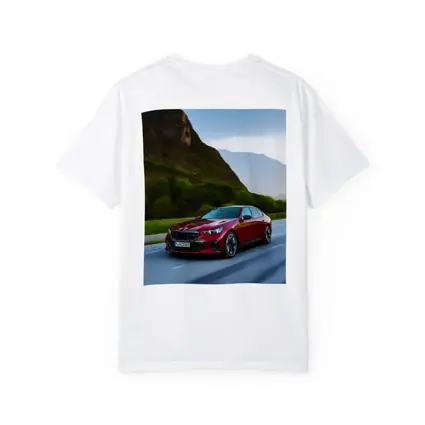 BMW i5 M60 Red Sedan Mountain Road