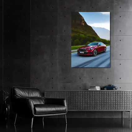 BMW i5 M60 Red Sedan Mountain Road