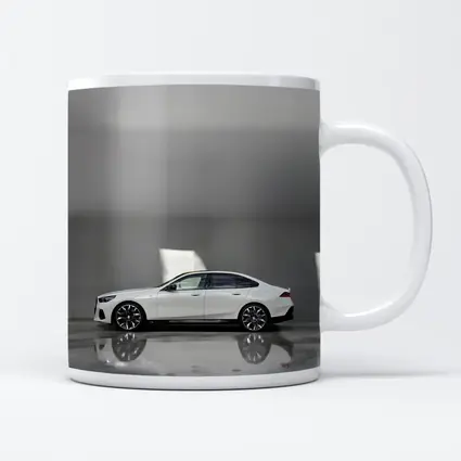 BMW i5 Sedan White Minimalist Concrete Setting