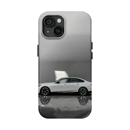 BMW i5 Sedan White Minimalist Concrete Setting