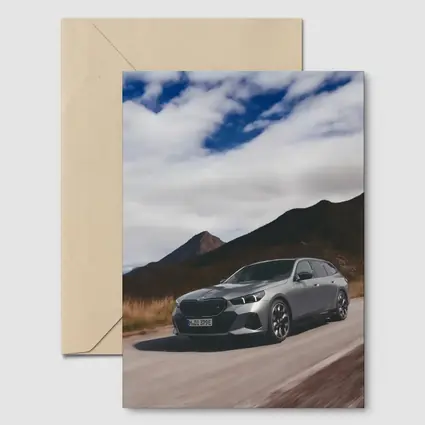 BMW i5 Touring Gray Mountain Road Drive