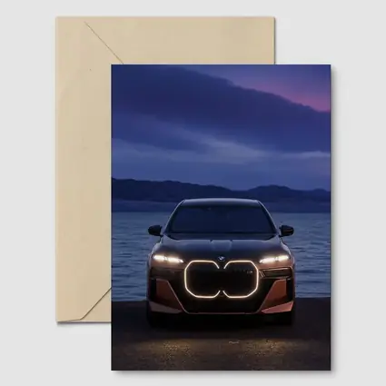 BMW iX Front View Dusk Lakeside