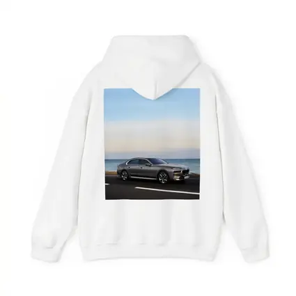BMW i7 Gray Sedan by the Ocean