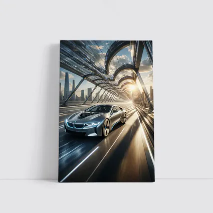 BMW i8 Racing Through Futuristic City Bridge