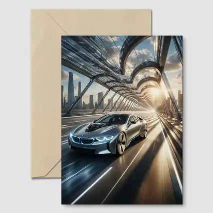 BMW i8 Racing Through Futuristic City Bridge