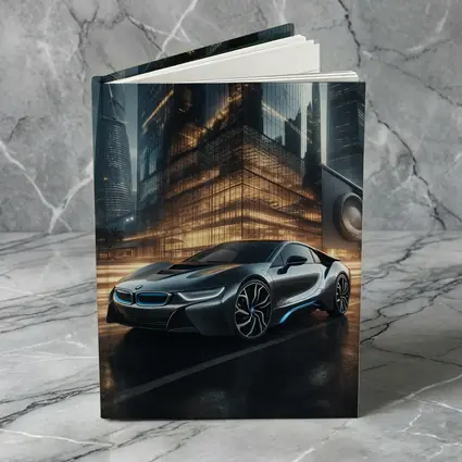 BMW i8 Parked Outside Futuristic Glass Skyscraper