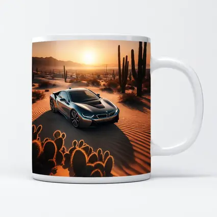 BMW i8 Parked in Desert at Sunset