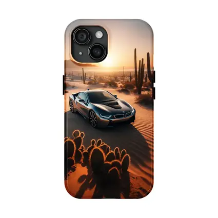 BMW i8 Parked in Desert at Sunset