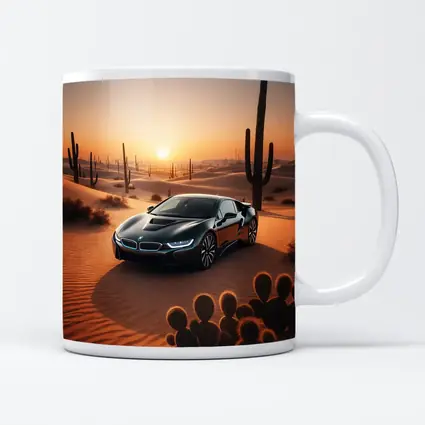 BMW i8 Parked in Desert at Sunset