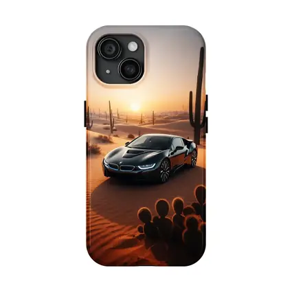 BMW i8 Parked in Desert at Sunset
