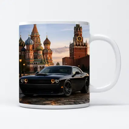 Dodge Challenger Black at Red Square Moscow