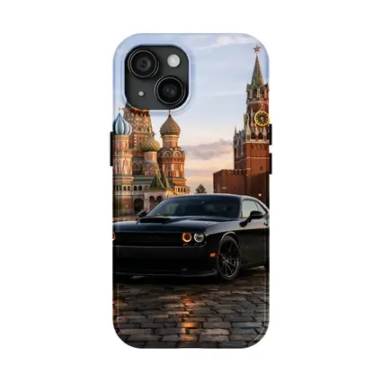 Dodge Challenger Black at Red Square Moscow