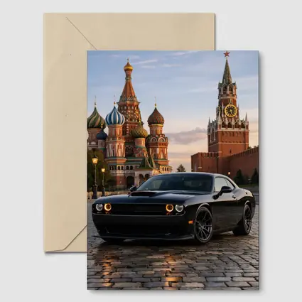 Dodge Challenger Black at Red Square Moscow