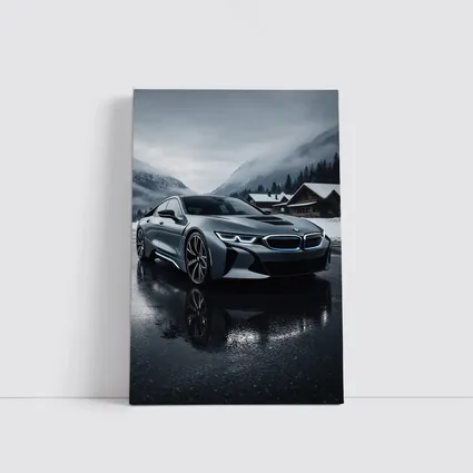 BMW i8 Parked on Wet Winter Road