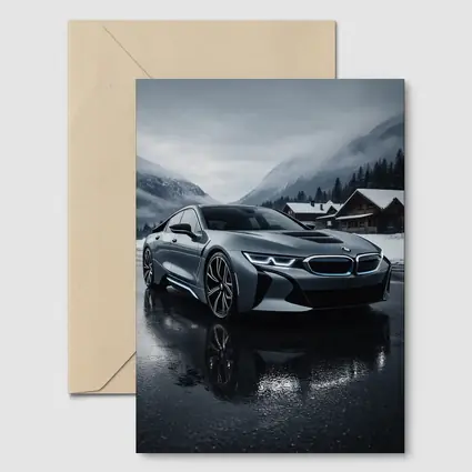 BMW i8 Parked on Wet Winter Road