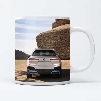 BMW iX Rear View Desert Stone Structure