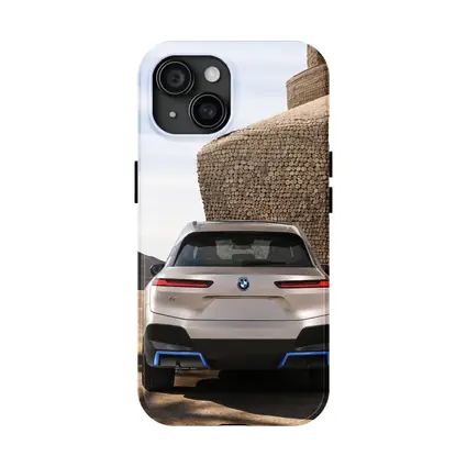 BMW iX Rear View Desert Stone Structure