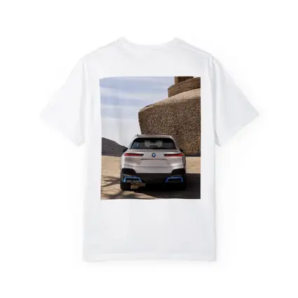 BMW iX Rear View Desert Stone Structure