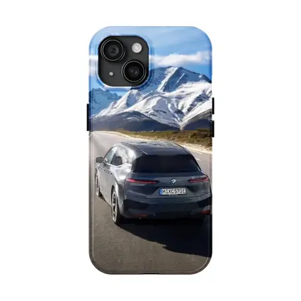 BMW iX Gray on Mountain Highway Road