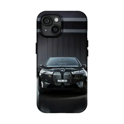 BMW iX Black Front View Dark Garage