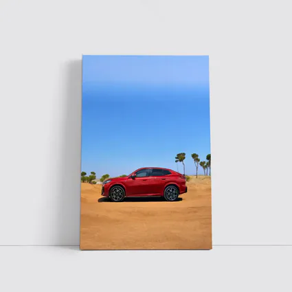 BMW iX2 Red Sandy Desert Blue Sky