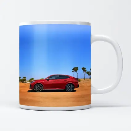 BMW iX2 Red Sandy Desert Blue Sky