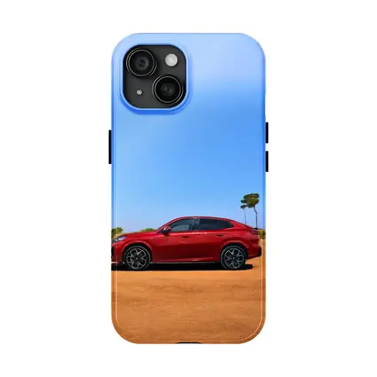 BMW iX2 Red Sandy Desert Blue Sky