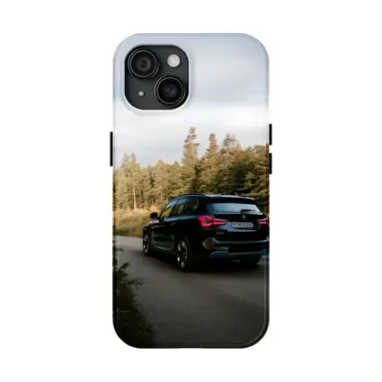 BMW iX3 Black SUV Forest Road