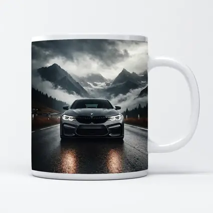 BMW M5 on Rainy Mountain Road