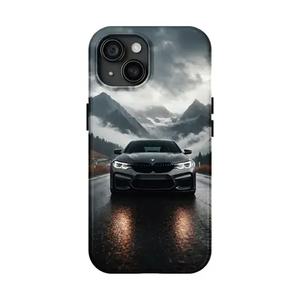 BMW M5 on Rainy Mountain Road